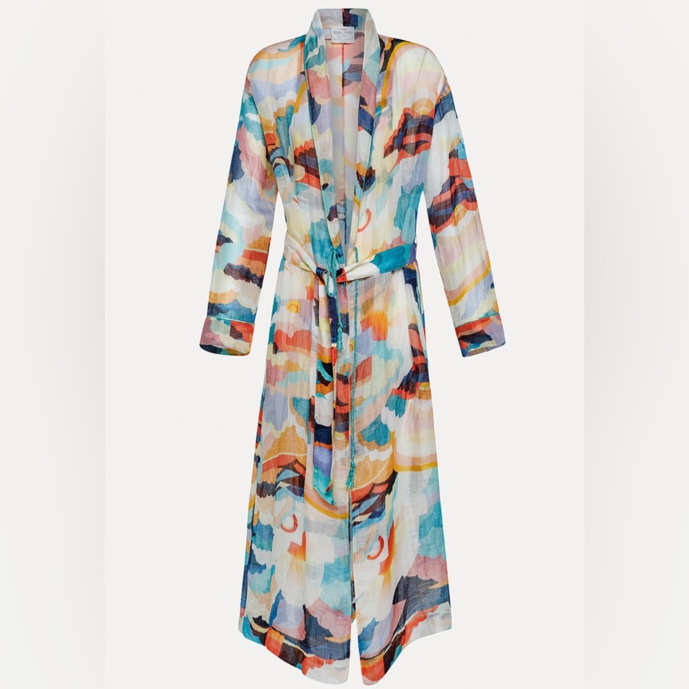 Forte Forte up above in the sky print linen wrap coat